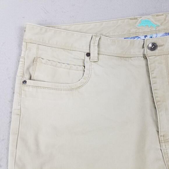 Tommy Bahama Pants Mens 42x32 Khaki 5-Pocket Stretch Chino Casual Flat Front - Picture 3 of 16